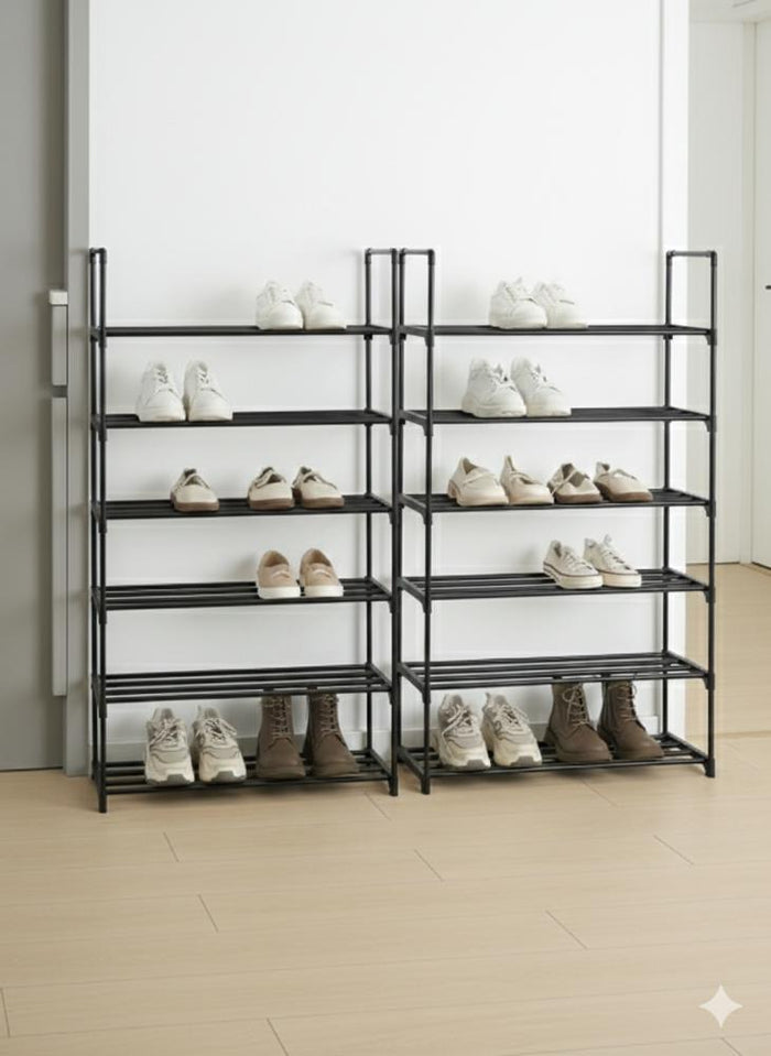 Zapatero organizador Kora, Negro, De 5 niveles con amplio espacio para 24 pares