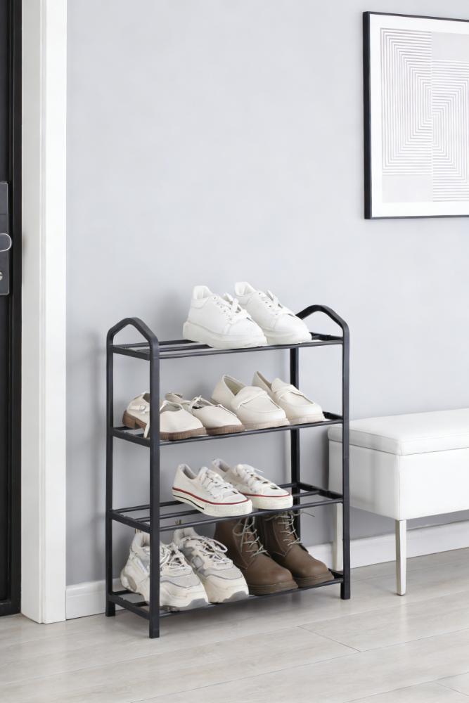 Zapatero organizador Tody, Negro, de 4 niveles con amplio espacio para 8 pares