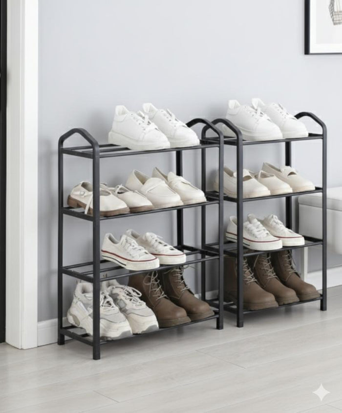 Zapatero organizador Tody, Negro, de 4 niveles con amplio espacio para 8 pares