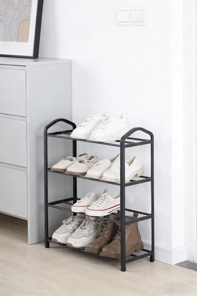Zapatero organizador Tody, Negro, de 4 niveles con amplio espacio para 8 pares