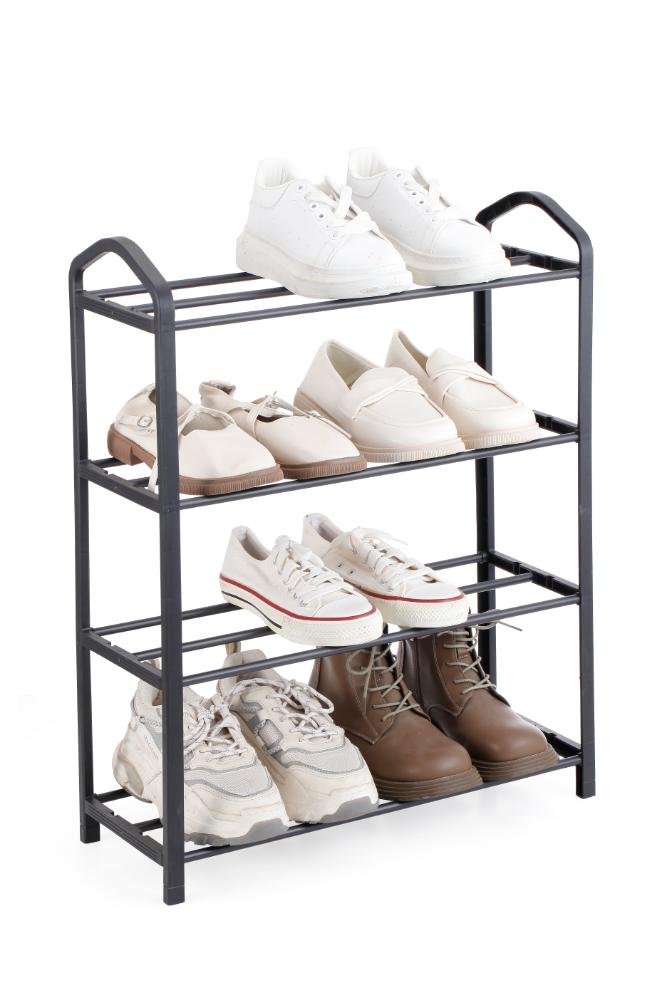 Zapatero organizador Tody, Negro, de 4 niveles con amplio espacio para 8 pares
