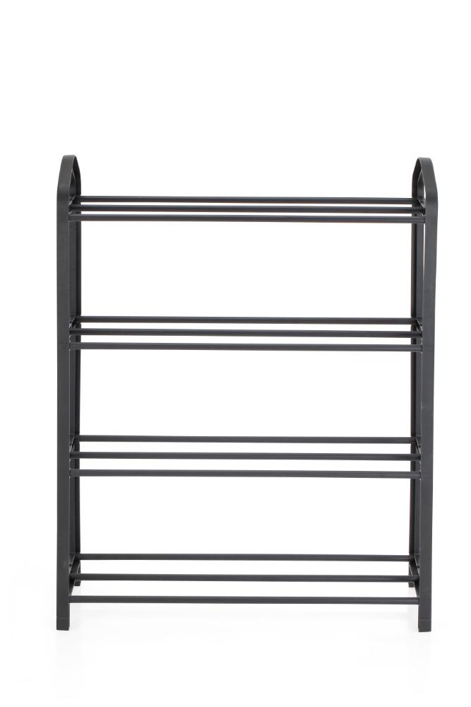 Zapatero organizador Tody, Negro, de 4 niveles con amplio espacio para 8 pares