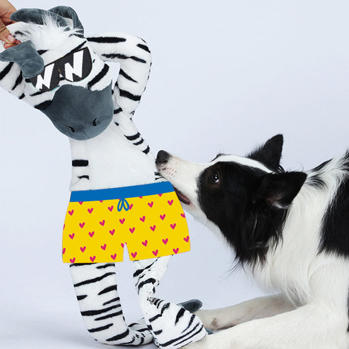 ZEBRA CON CHIRRIADOR Y JUGUETE ARRUGADO PARA PERROS GRANDES