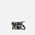 A Sherpani Zoom Ciao Slim RFID Crossbody, front view showing strap and pockets on white background.   #color_ciao-print